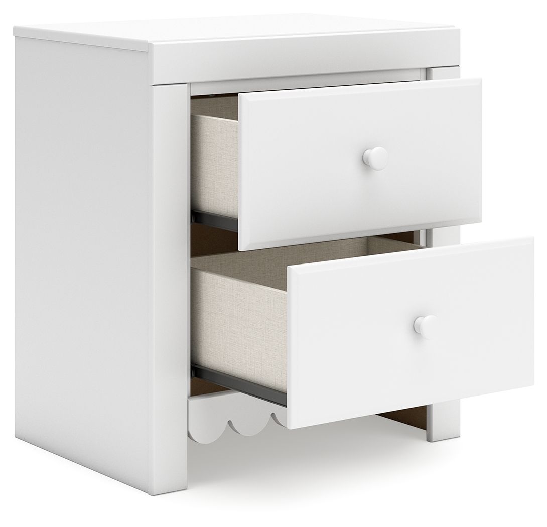 Signature Design by Ashley® Mollviney - White - Two Drawer Night Stand | Meri Furniture