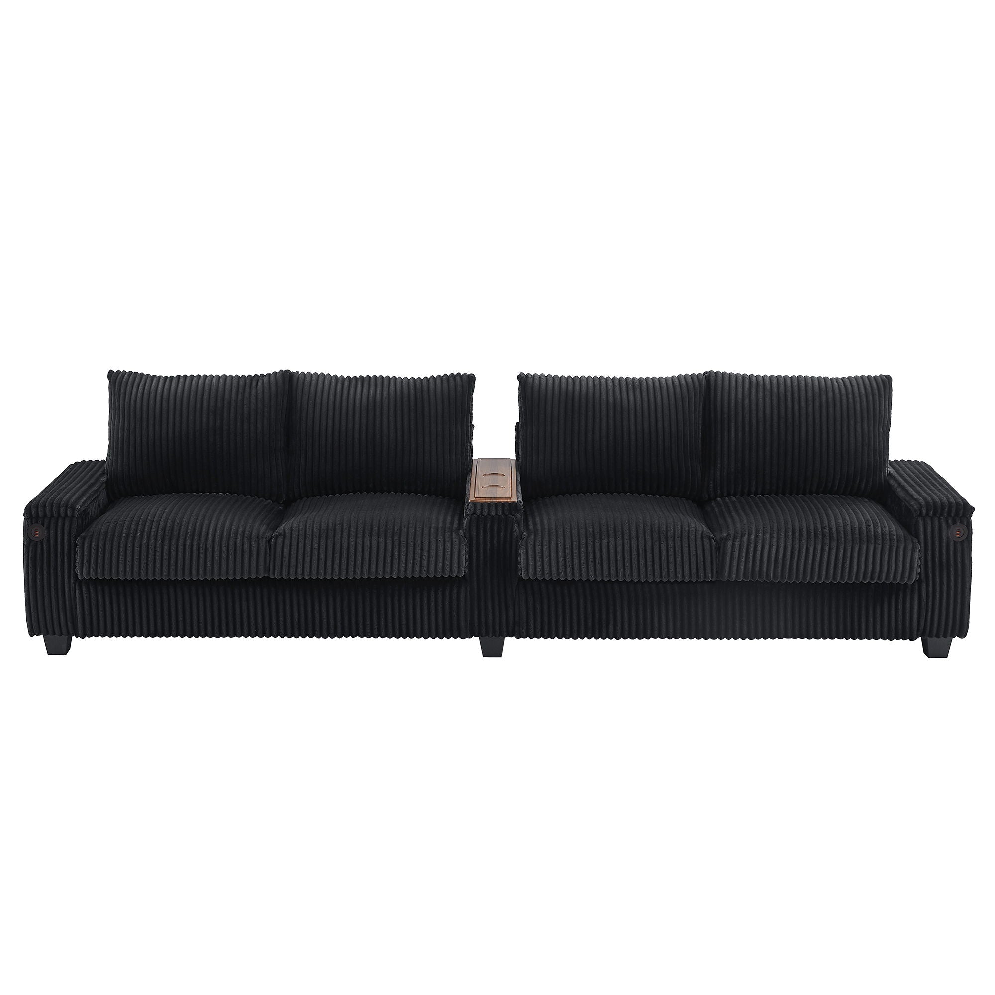 Modern 4 Seater Corduroy Sofa Couch With USB Ports And Hidden Storage