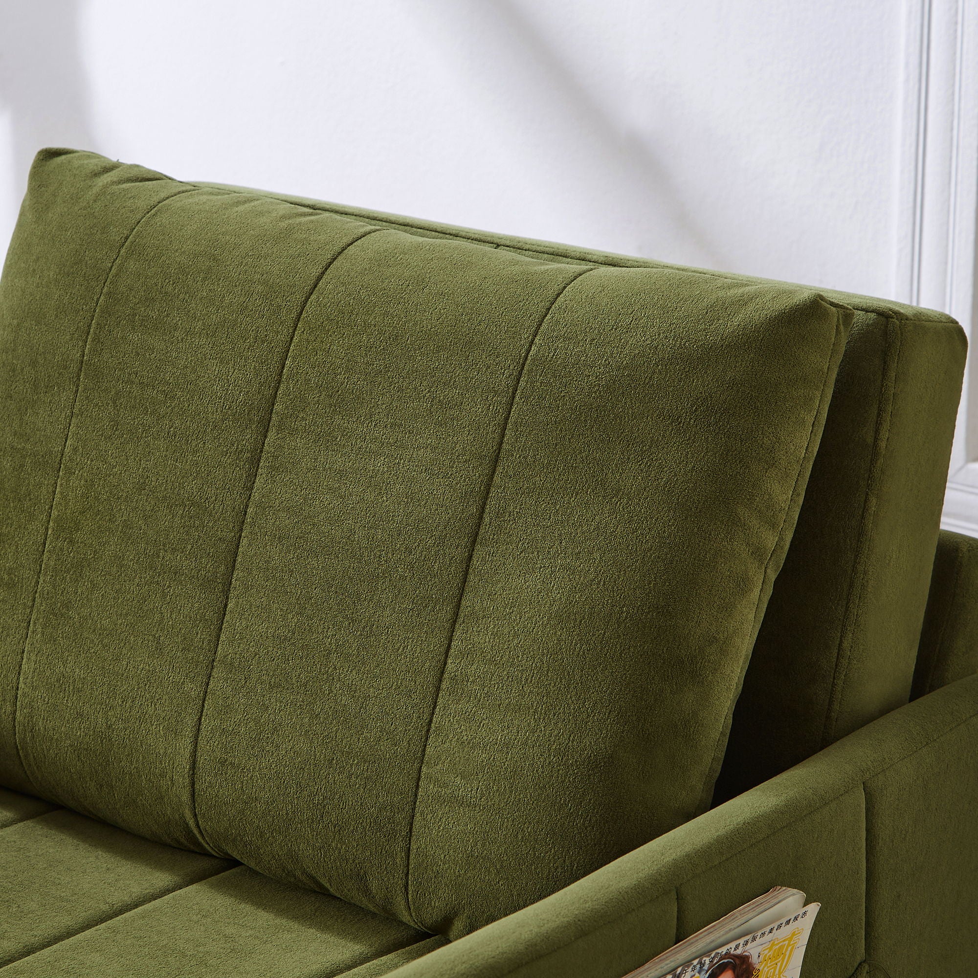 Upholstered Convertible Sleeper Sofa With 5 Position Backrest, Side Pockets, Storage