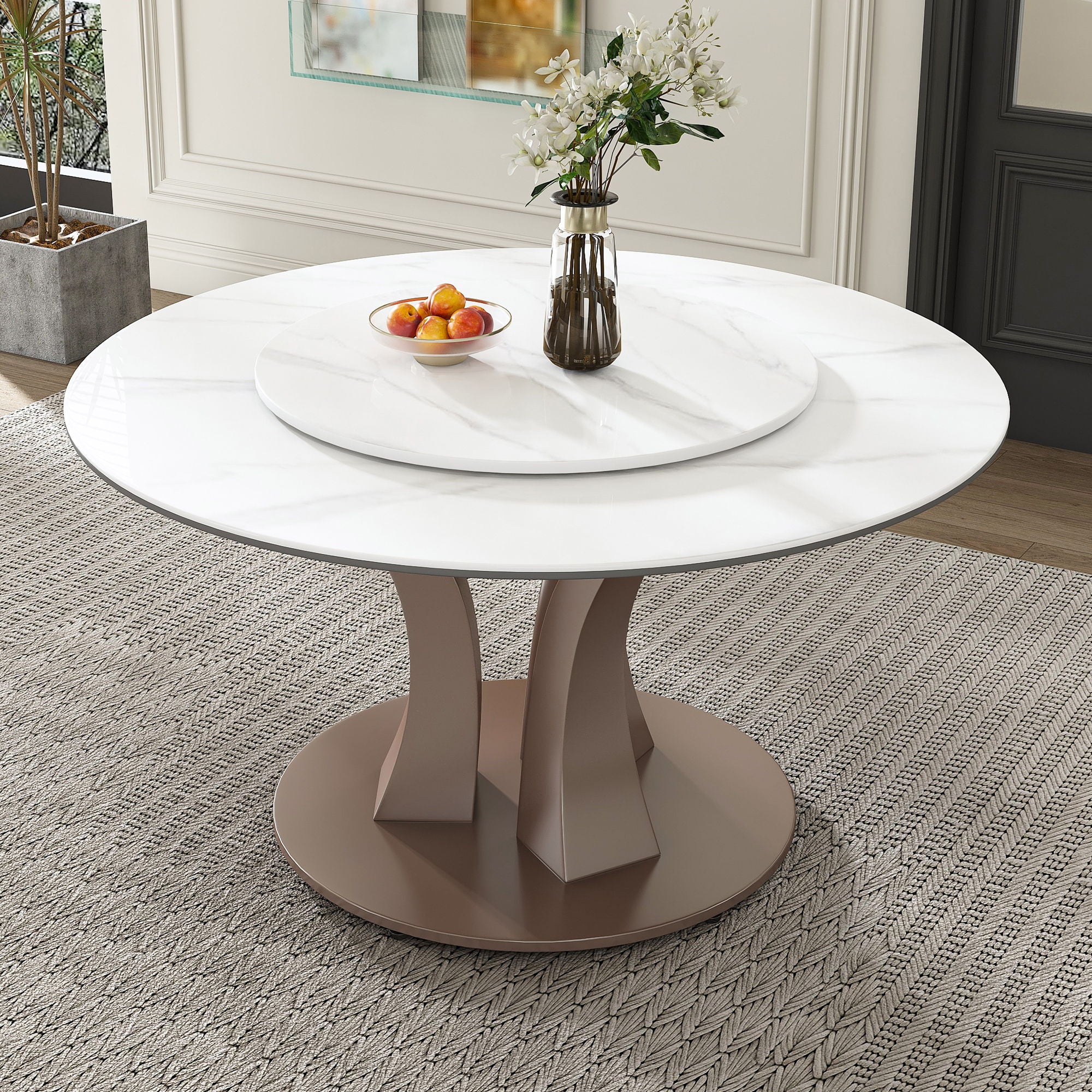 Table With Rotating Tray Scratch & Heat For Kitchen & Restaurant(Table Only - White