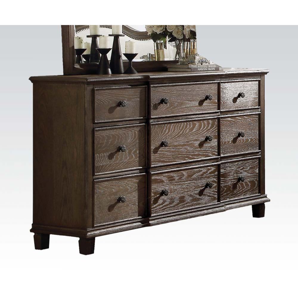 ACME Baudouin - Dresser - Weathered Oak | Meri Furniture
