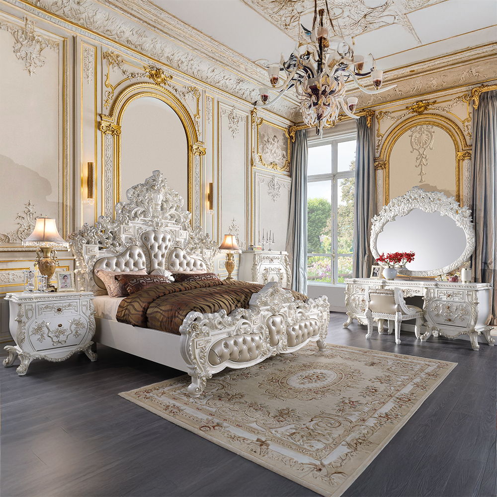 Vanaheim - Vanity Stool - Beige Synthetic Leather & Antique White