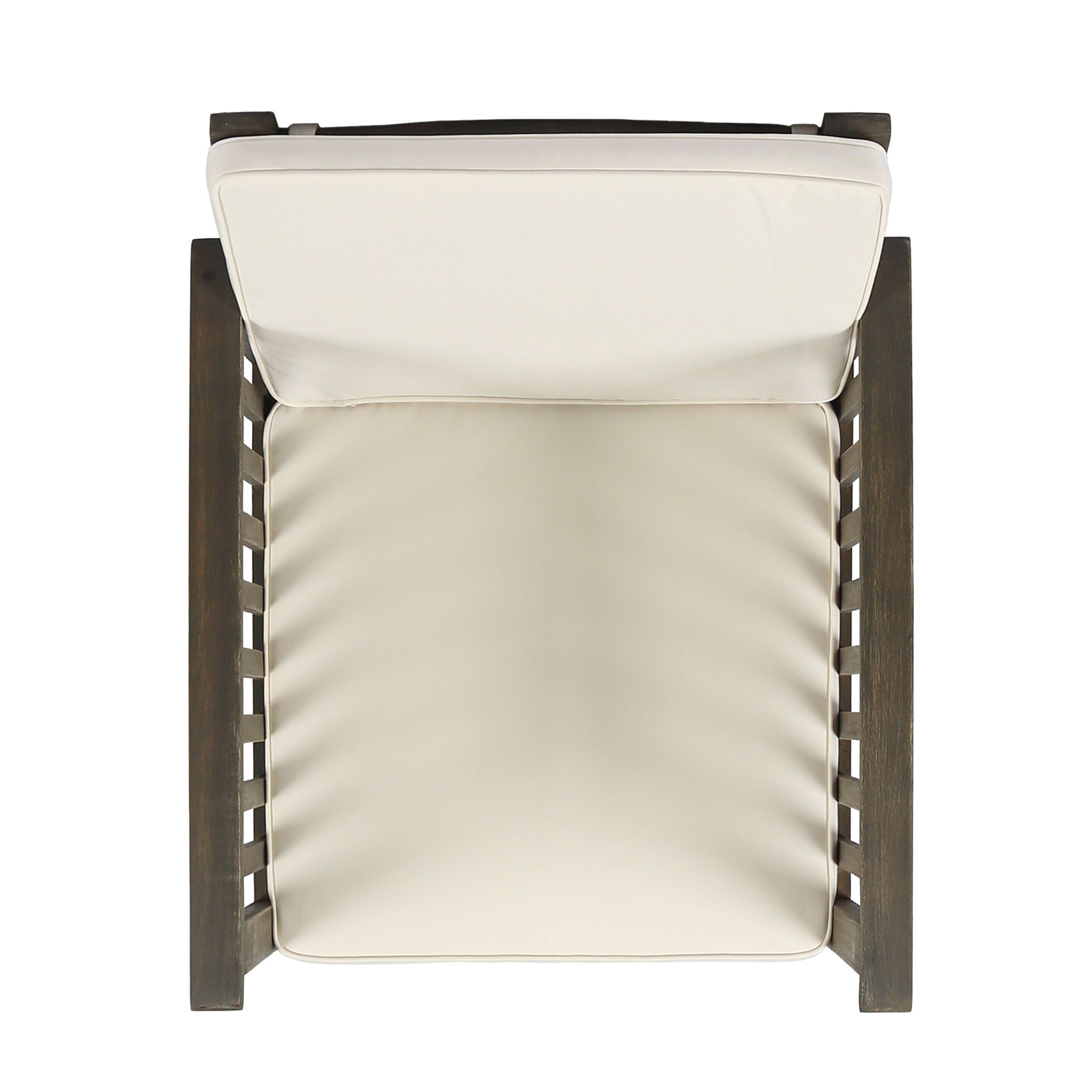 Casa Acacia Wood Club Chairs (Set of 2) With Water Resistant Cushions - Gray / Cream