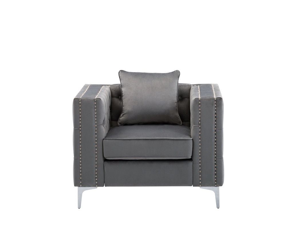 Lorreto 40"W Gray Velvet Chair
