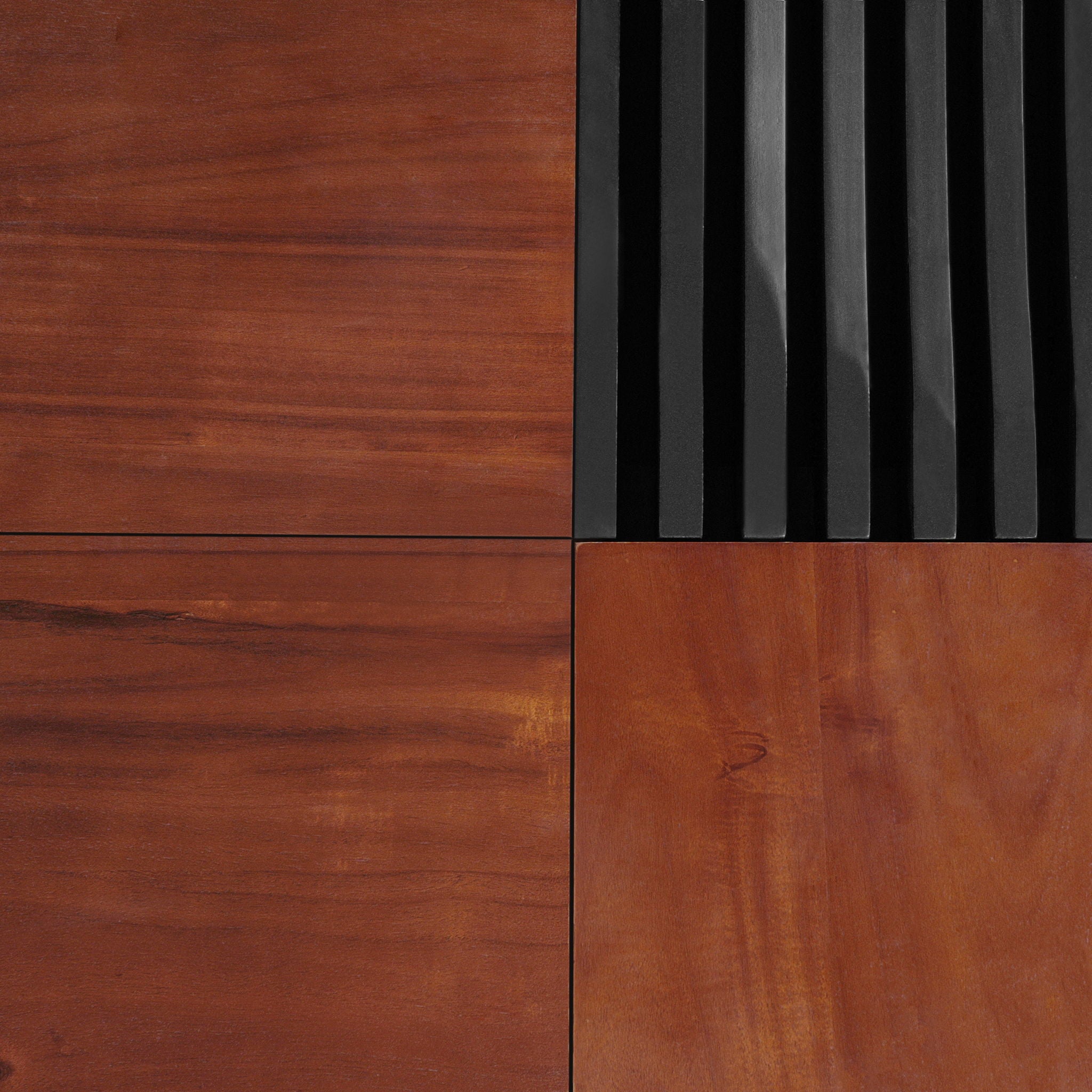 Italian Retro Inspired Acacia Wood Storage Coffee Table - Brown / Black