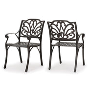 Patio Cast Aluminum Outdoor Dining Chairs (Set of 2) - Bronze