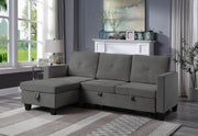 Nova 82.5"W Dark Gray Velvet Reversible Sleeper Sectional Sofa with Storage Chaise