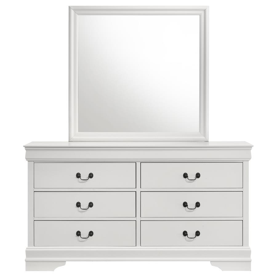 Coaster Fine Furniture Louis Philippe - 6-Drawer Dresser And Mirror - White | Meri Furniture