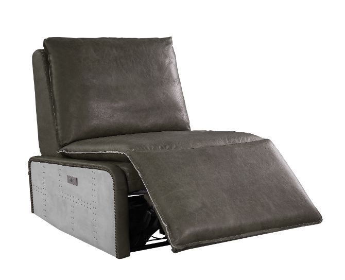 ACME Metier - Recliner - Gray Top Grain Leather & Aluminum | Meri Furniture