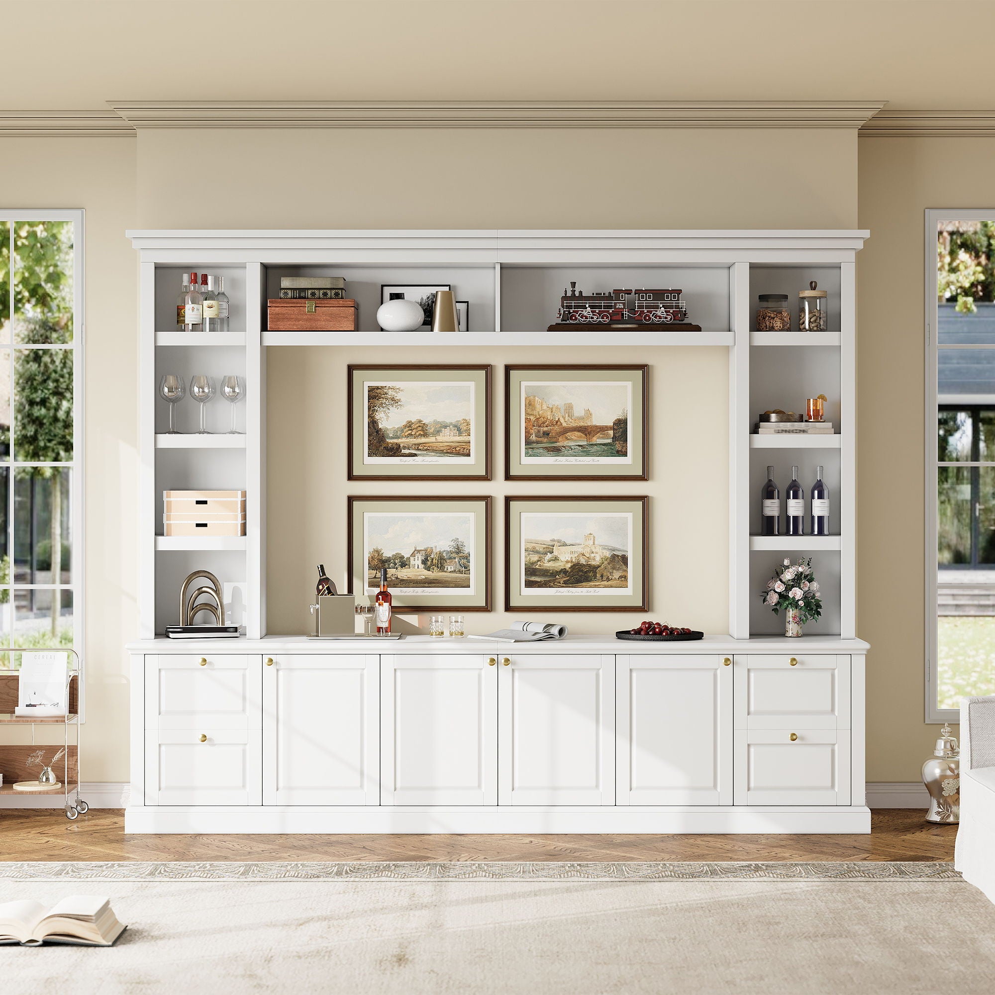 All-In-One TV Stand With Bookcase For TVs Up To 70"