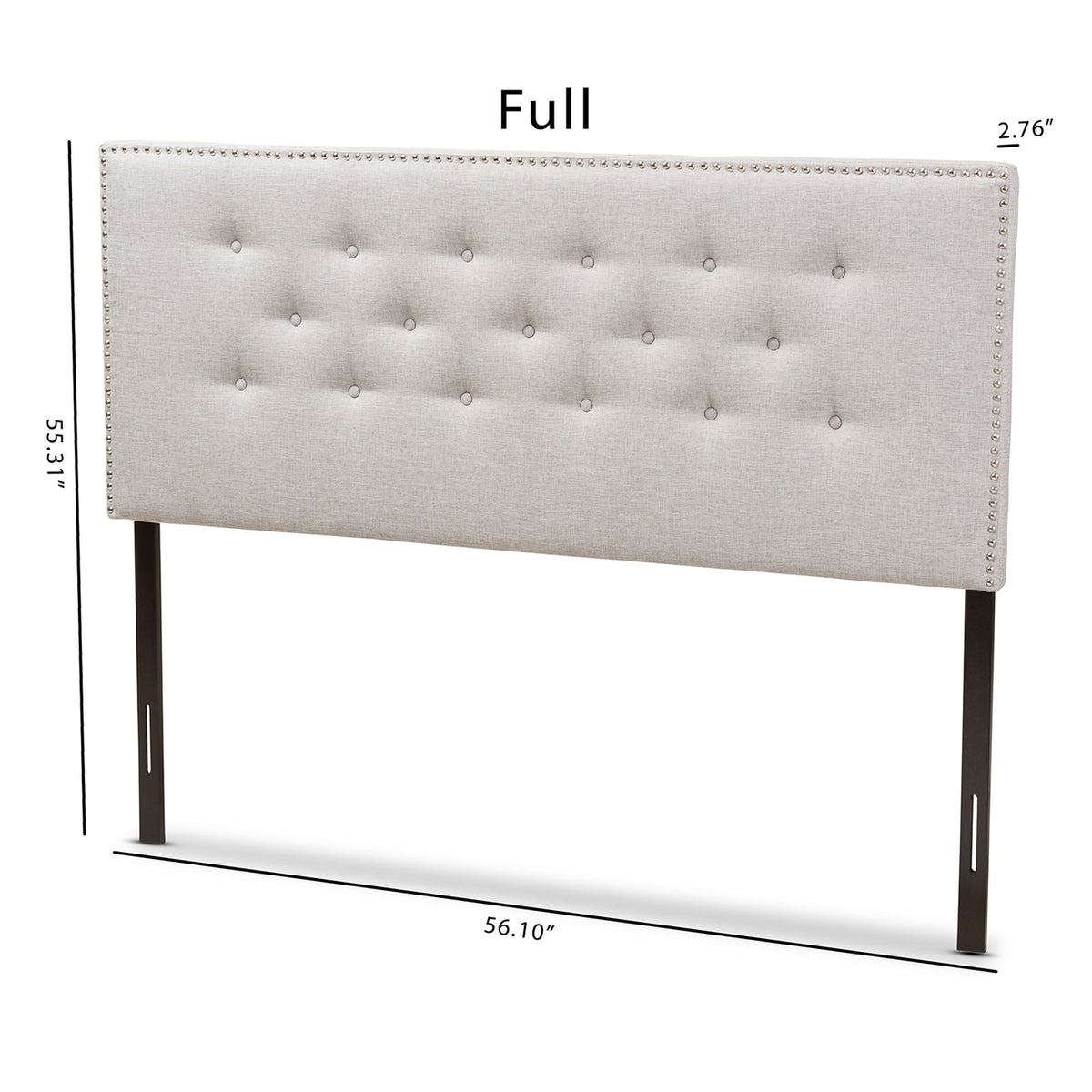 Windsor Modern and Contemporary Greyish Beige Fabric Upholstered Full Size Headboard