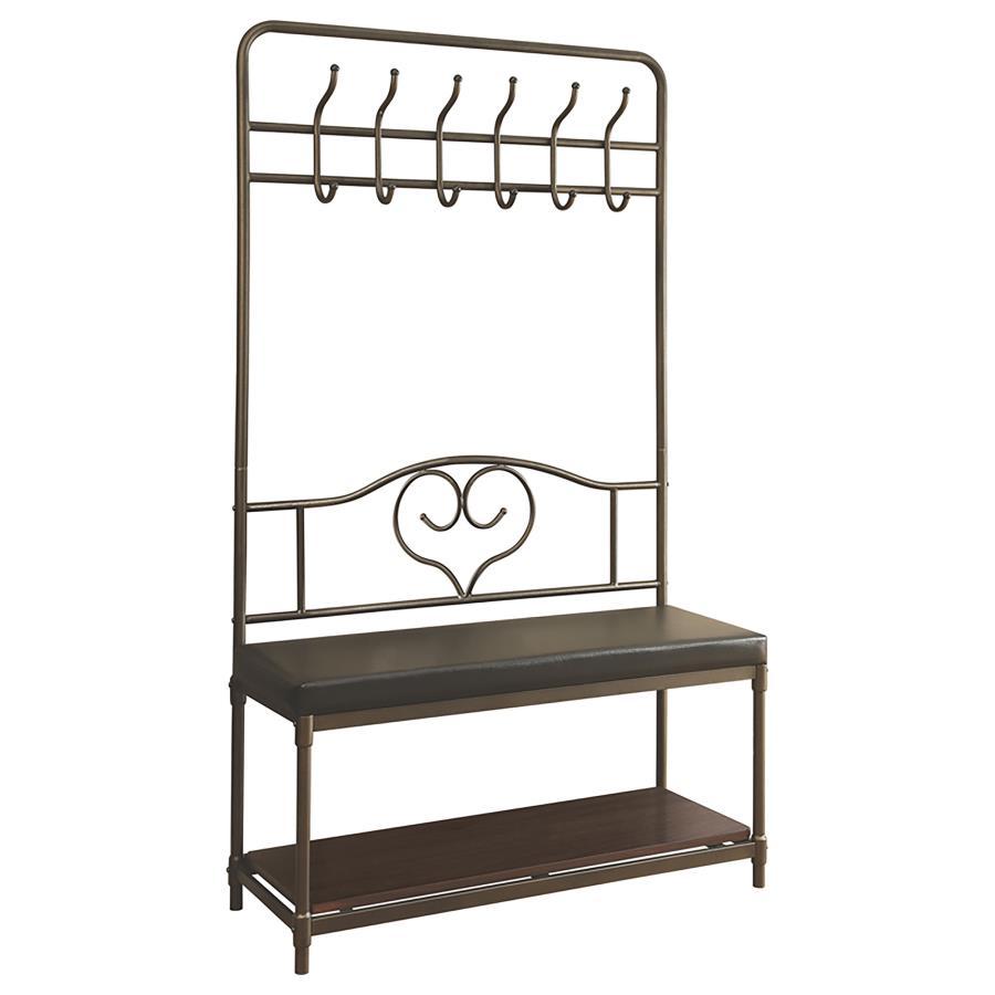 Coaster Fine Furniture Francesca - 6 Hook Coat Rack Hall Tree Shoe Bench - Dark Bronze | Meri Furniture