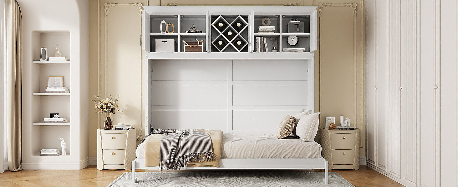 Murphy Wall Bed With Top Cabinets & Wine Rack