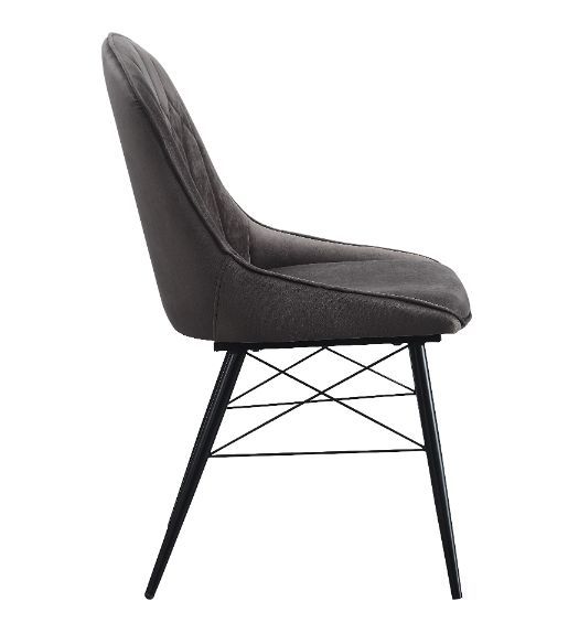 ACME Abraham - Side Chair (Set of 2) - Gray Fabric & Black Finish | Meri Furniture