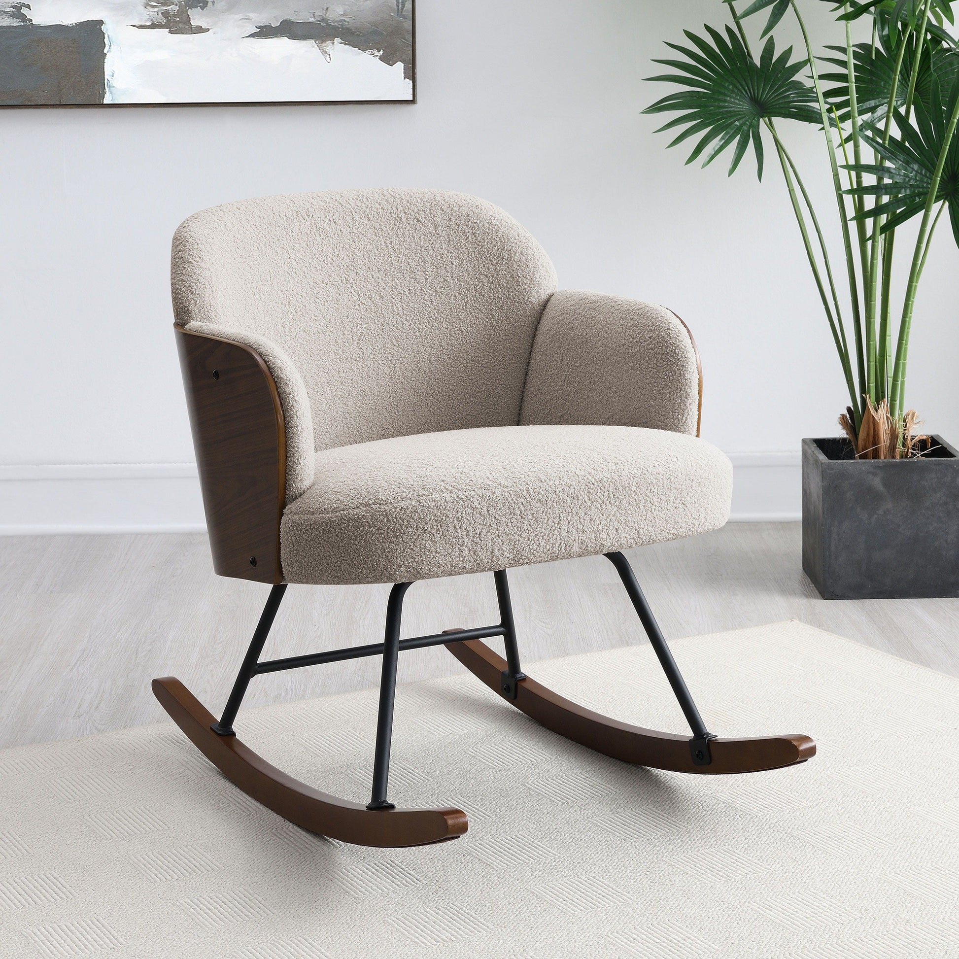 Coaster Fine Furniture Paige - Boucle Upholstered Mid Back Rocking Chair | Meri Furniture