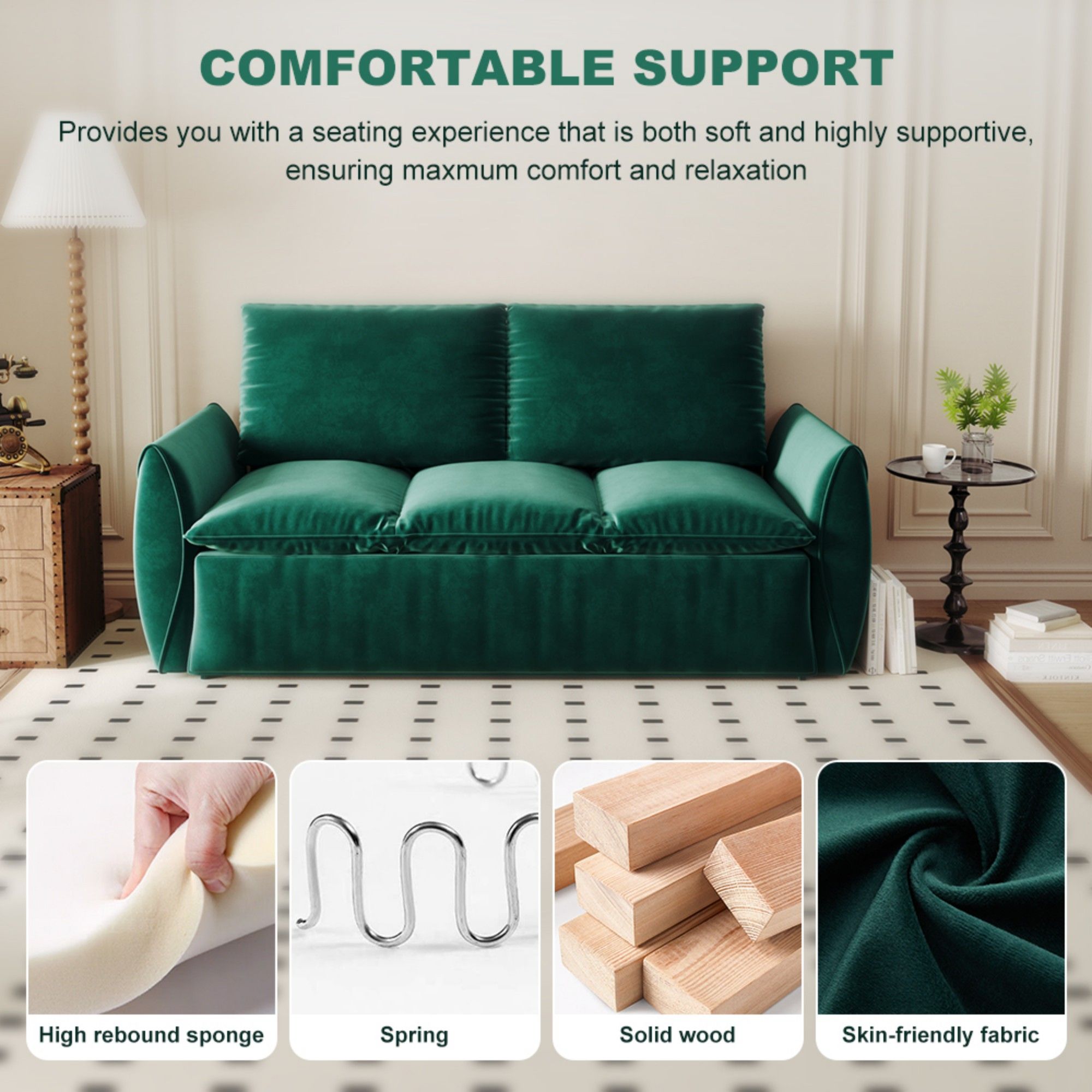 Pull Out Sofa Bed, 3 Seat Convertible Sleeper Sofa With 2 In 1 Pillow And Blanket Set