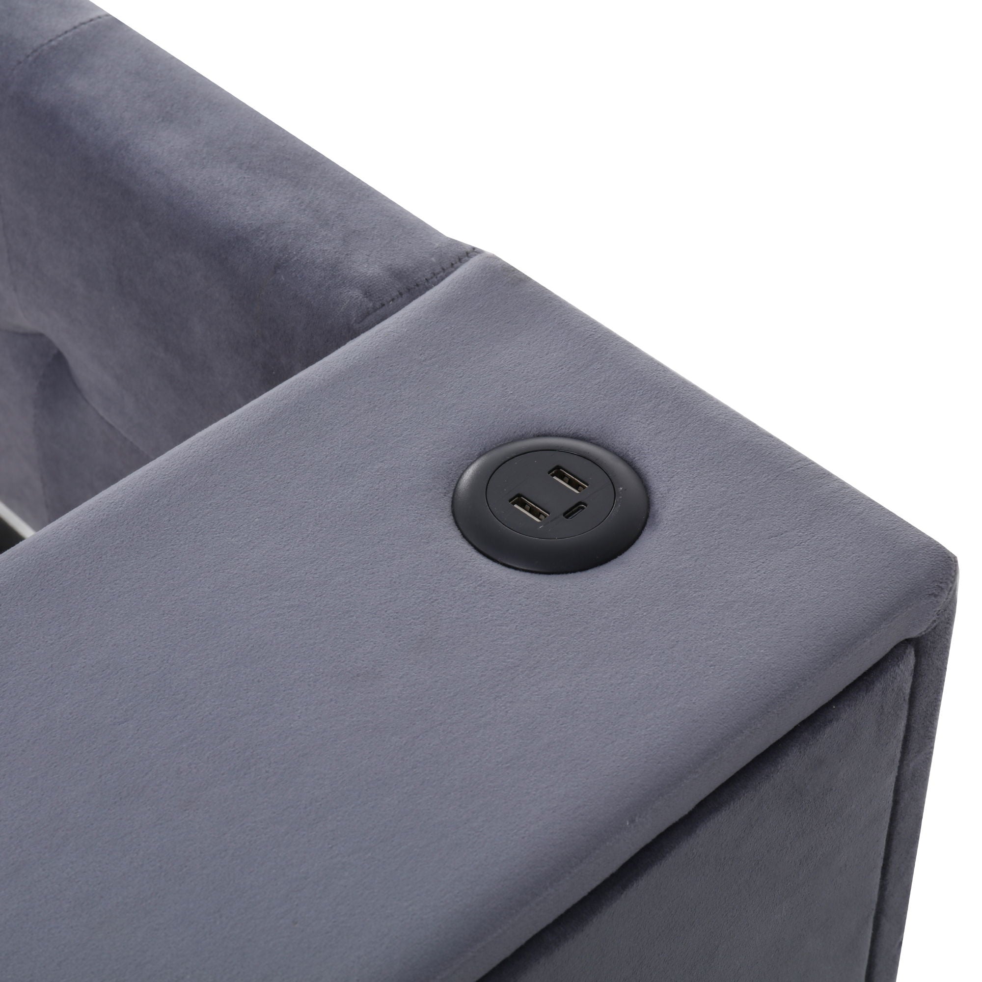 Upholstered Bed With Storage And Twin Trundle, USB Charging Ports