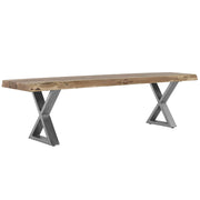 Farmhouse Design Acacia Wood Dining Bench With X Shaped Metal Legs - Brown / Chrome