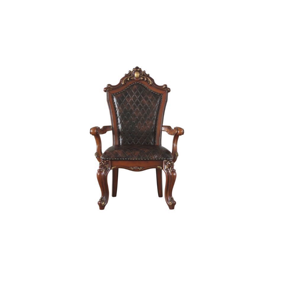 Picardy - Arm Chair Set of 2) - Synthetic Leather & Honey Oak