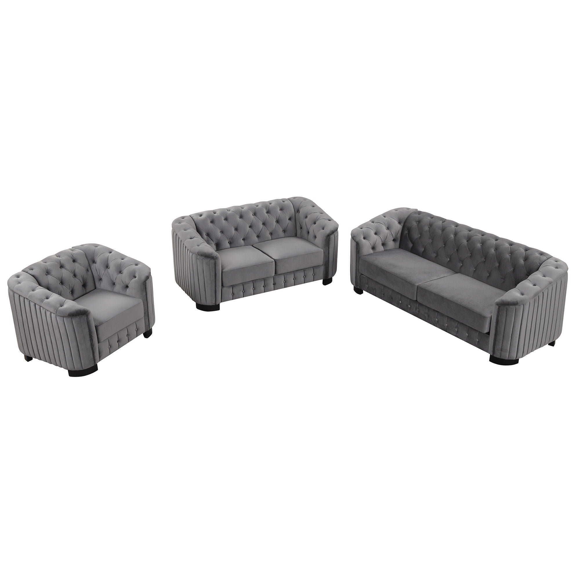 Upholstered 3 Piece Sofa Set With Legs