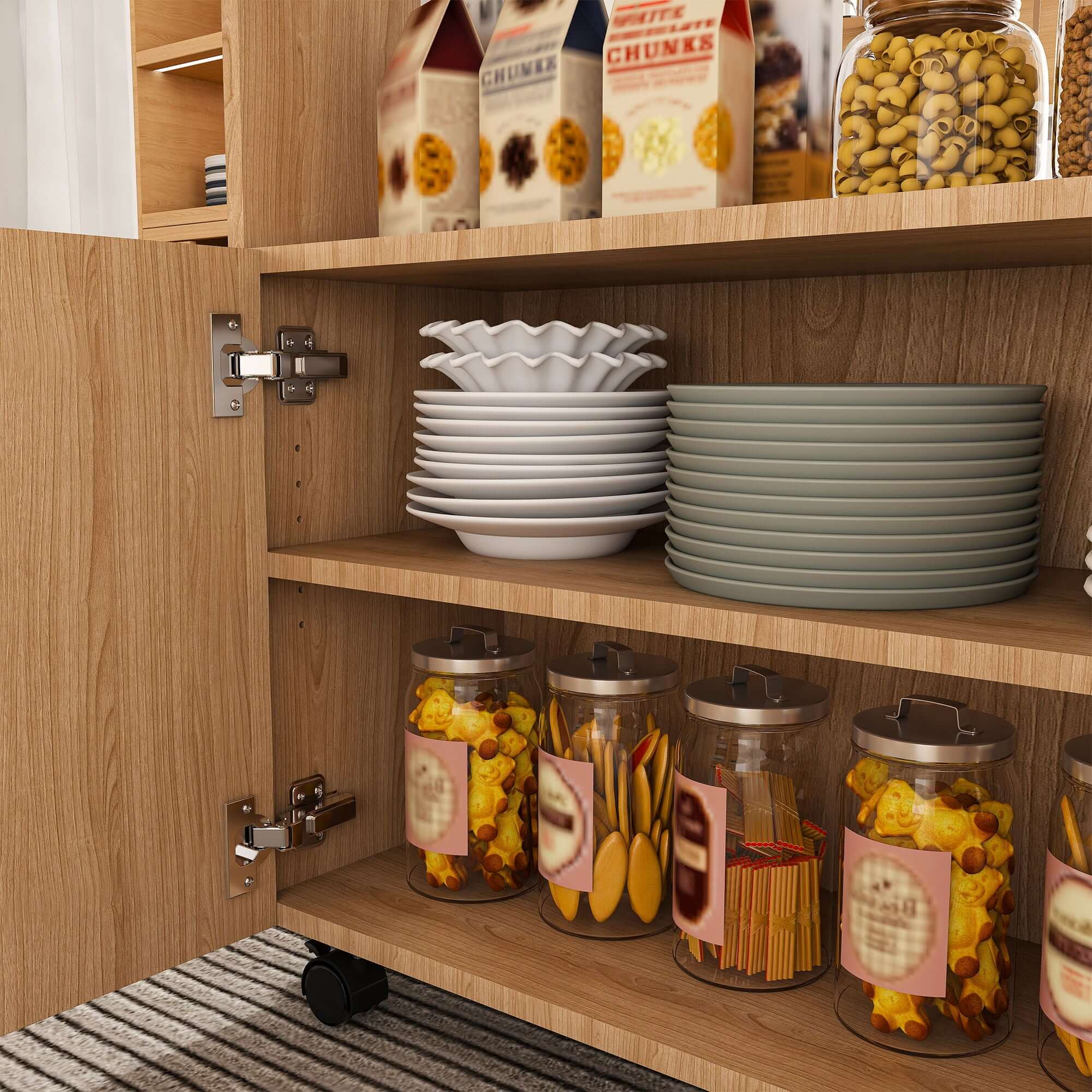 Multi Functional Folding Table With Storage Shelves And Wheels