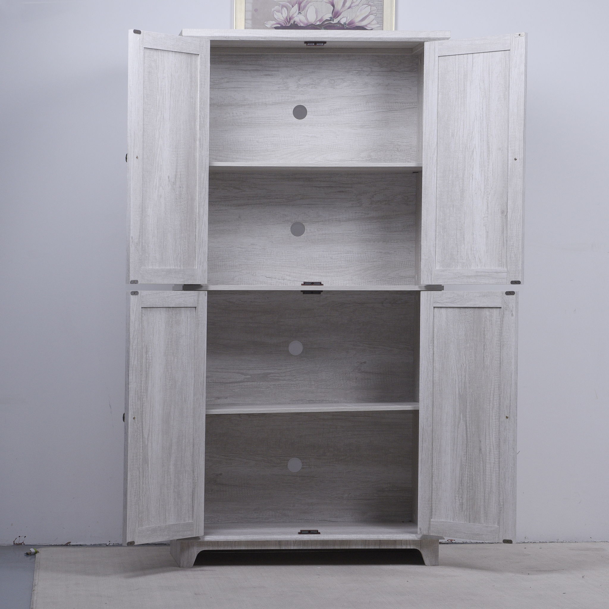 Modern Sideboard Buffet With 4 Mirrored Doors, Adjustable Shelves