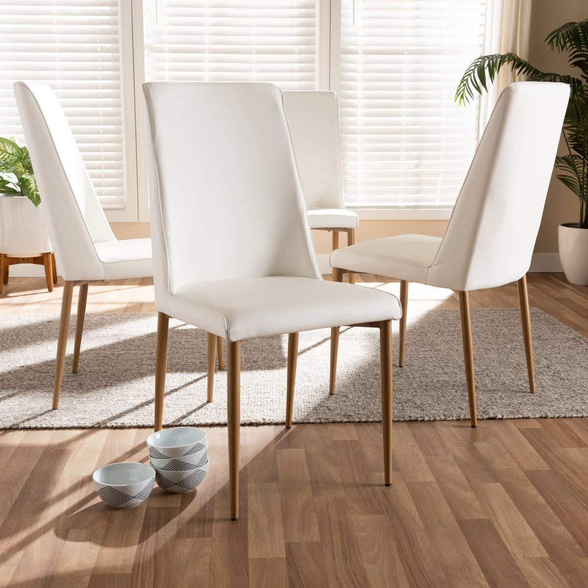 Chandelle Modern and Contemporary White Faux Leather Upholstered Dining Chair (Set of 4)