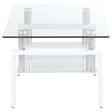 Dyer - 1-Shelf Rectangular Glass Top Coffee Table - White