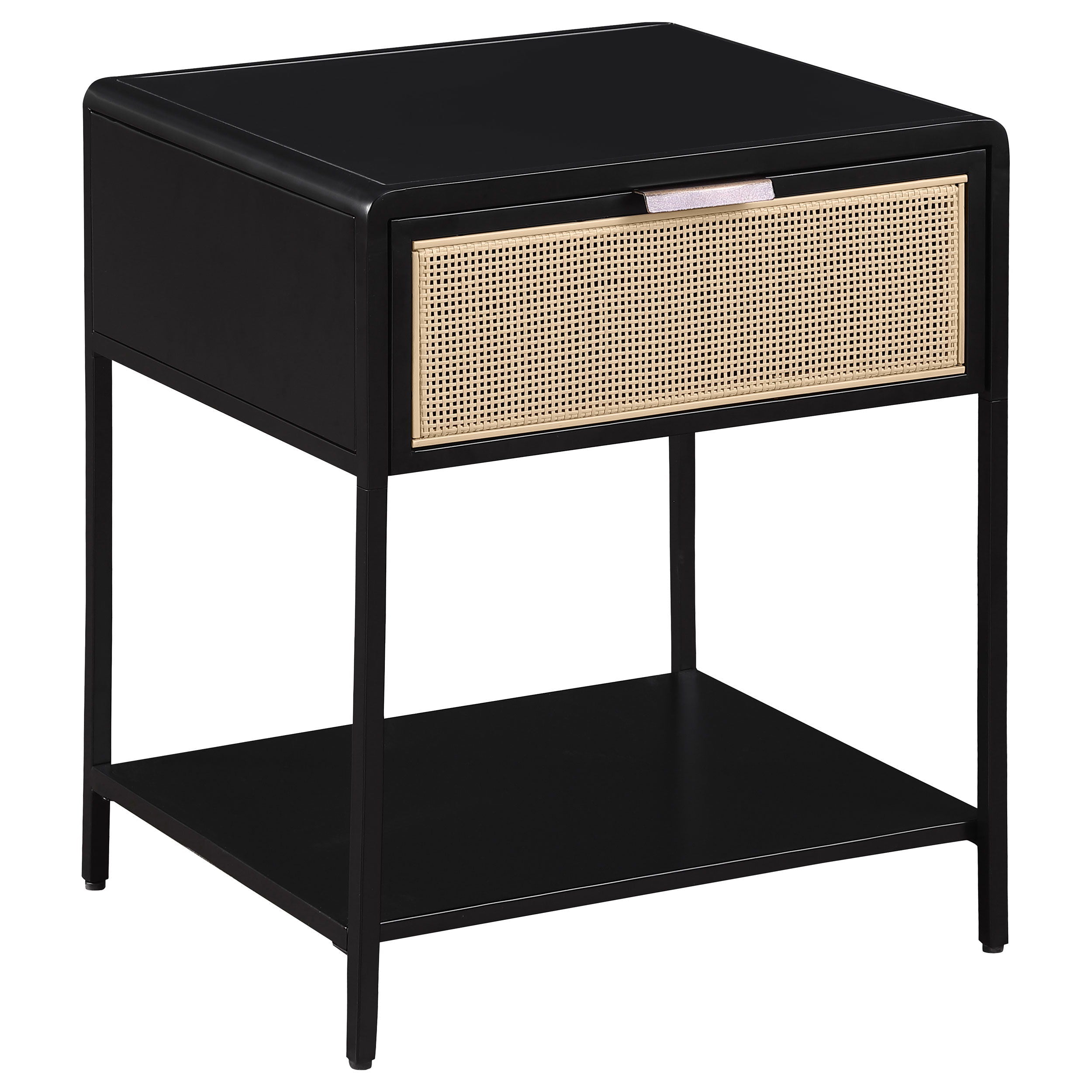 Coaster Fine Furniture Amherst - 1-Drawer Radio Weave Rattan Metal Side Table | Meri Furniture