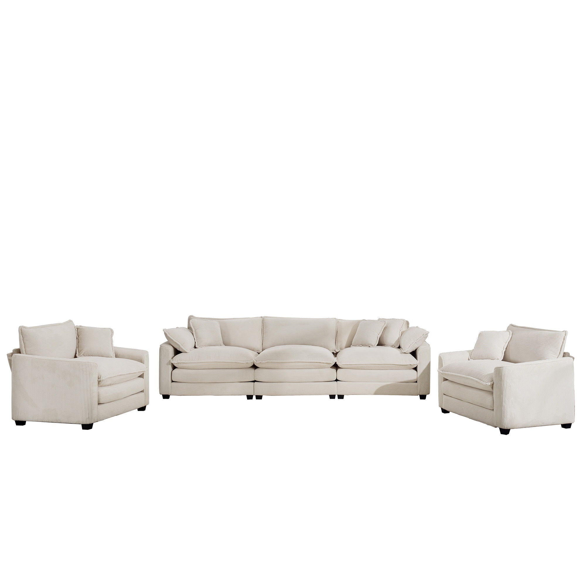 Elegant Corduroy Oversized Sectional Sofa Set With Deep Seats And Flexible Layout