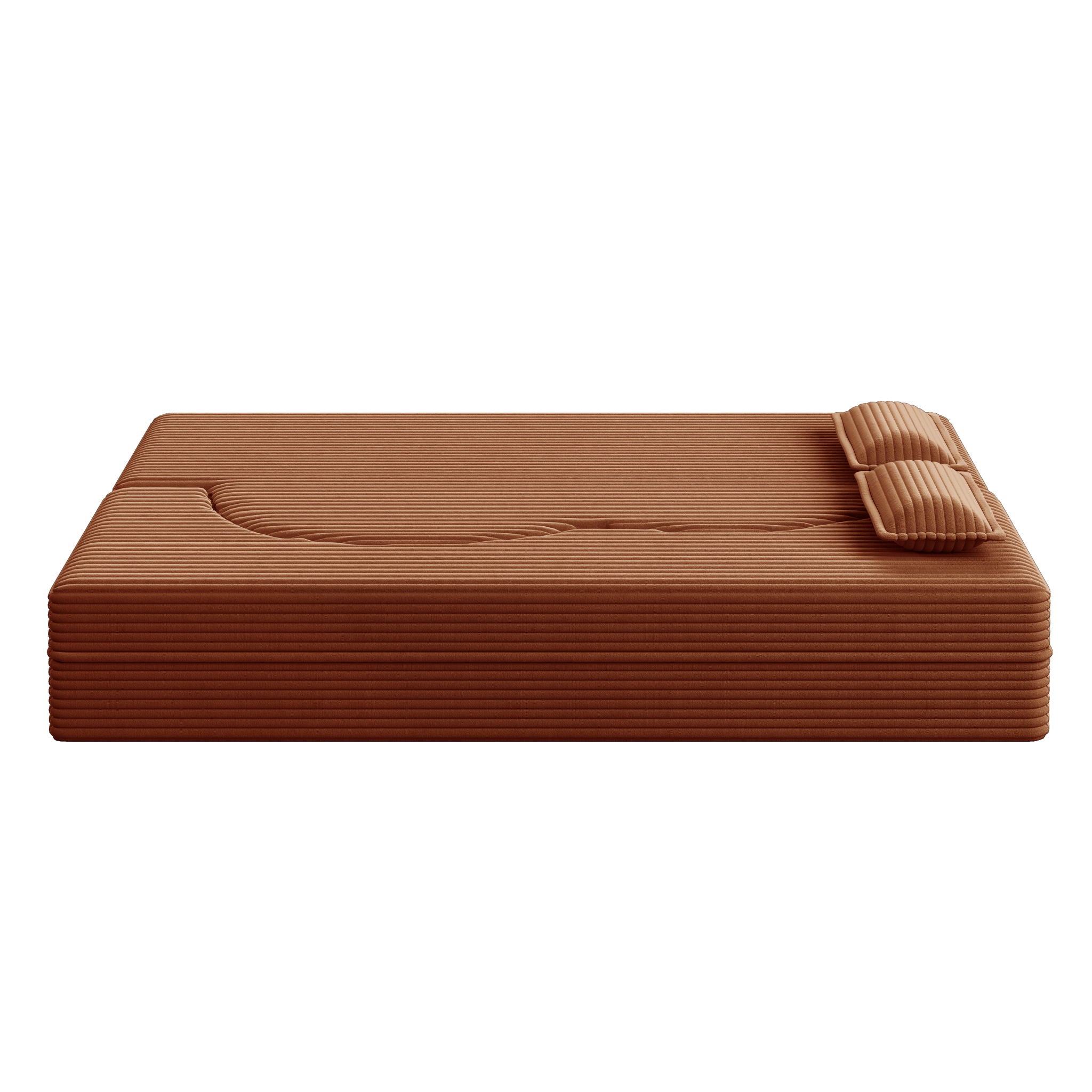 Convertible Plush Corduroy Foam-Filled Sleeper Sofa Bed With 2 Pillows