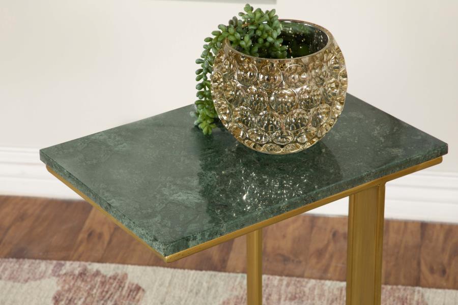 Coaster Fine Furniture Vicente - Marble Top C-Shaped Sofa Side Table | Meri Furniture