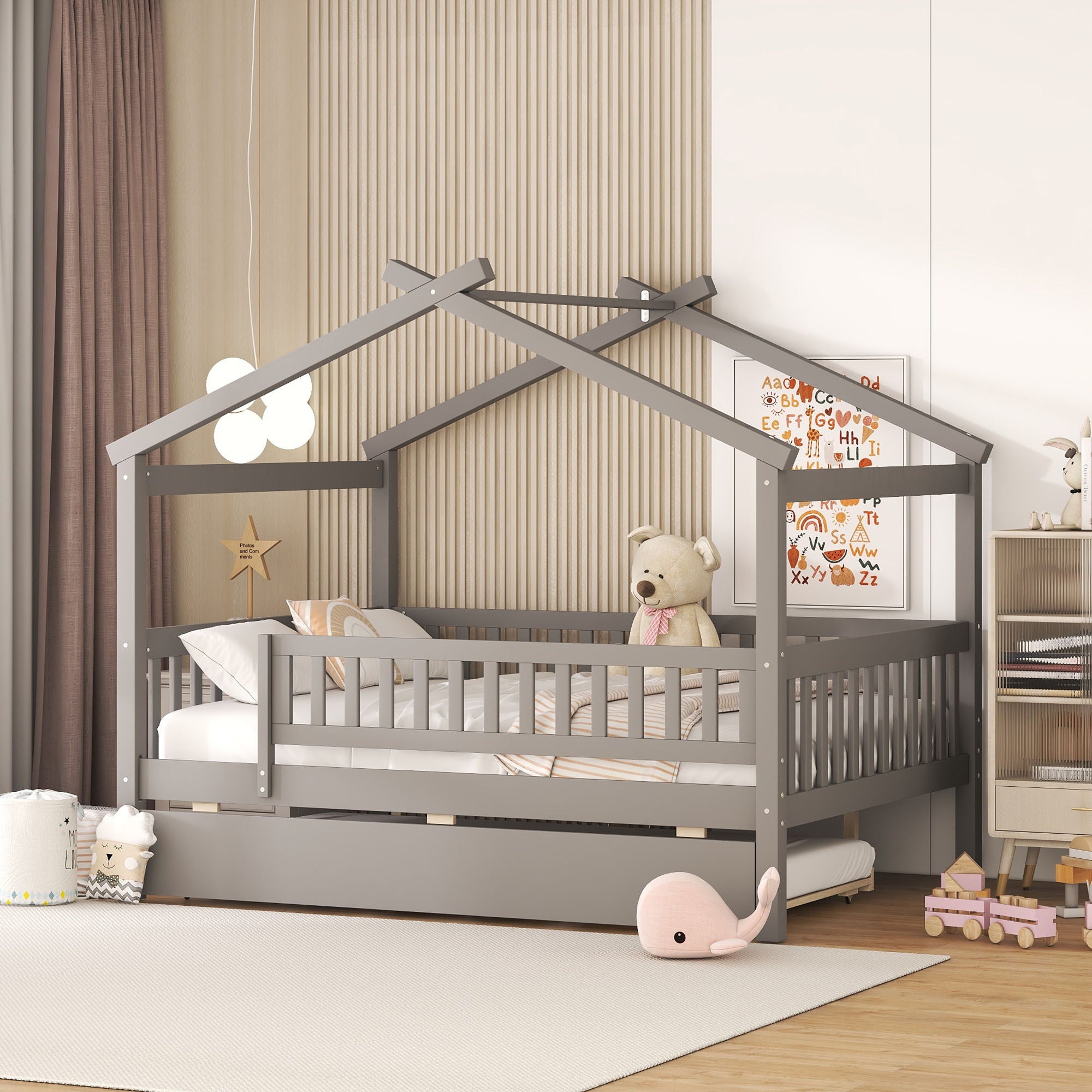 Creativity House Bed With Twin Size Trundle