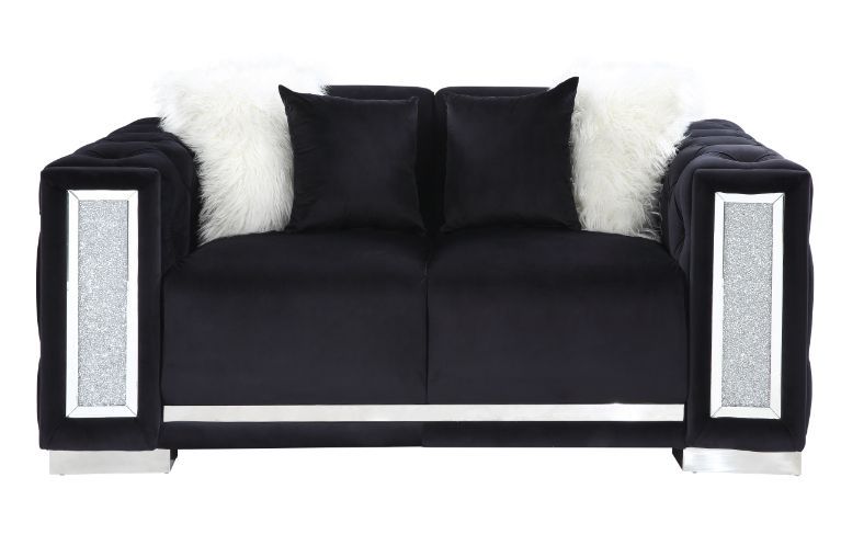 ACME Trislar - Loveseat - Black Velvet - 33" | Meri Furniture