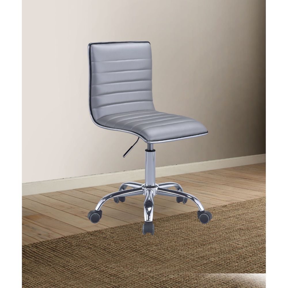 ACME Alessio - Office Chair - Silver PU & Chrome | Meri Furniture