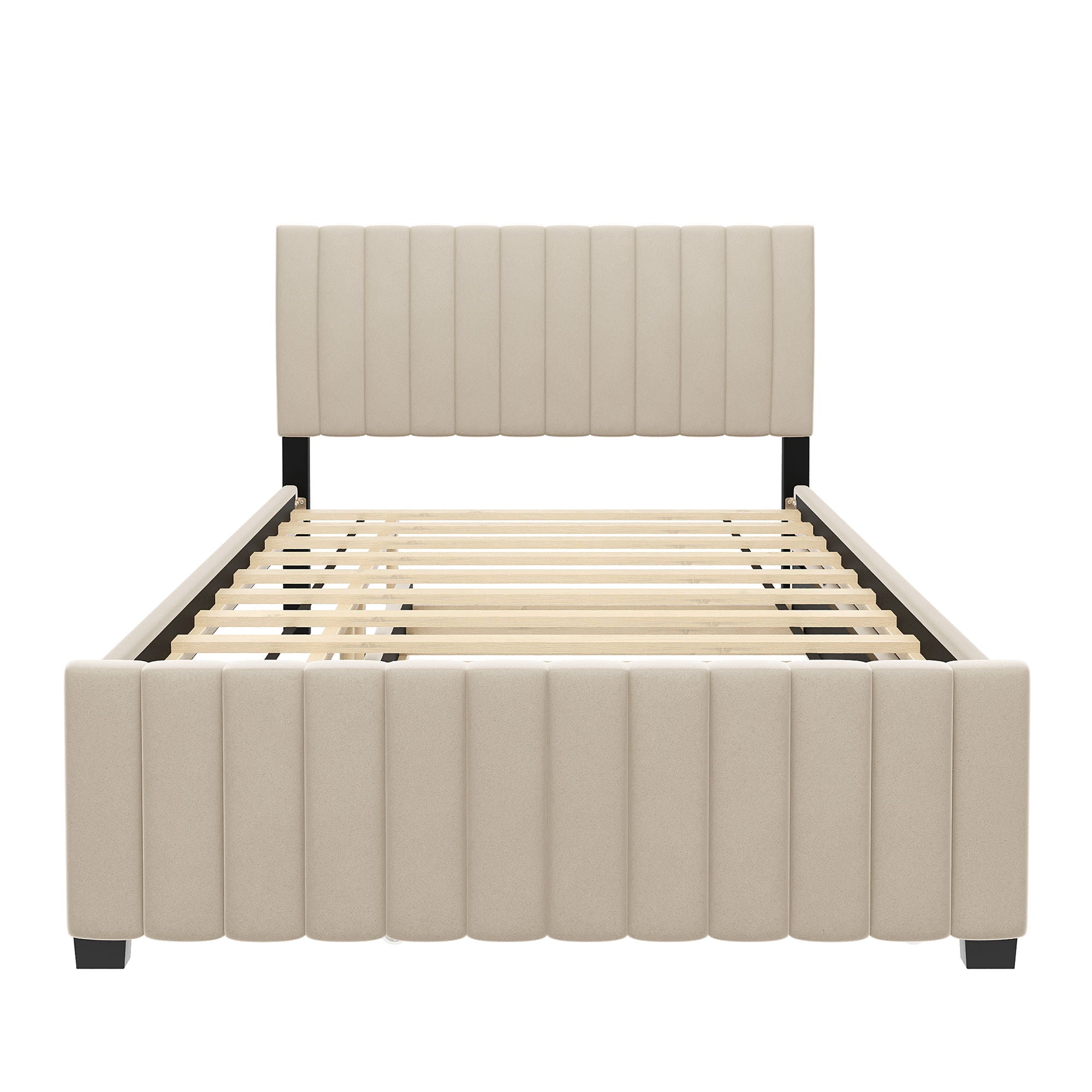 Elegant Upholstered Platform Bed With Twin Size Trundle