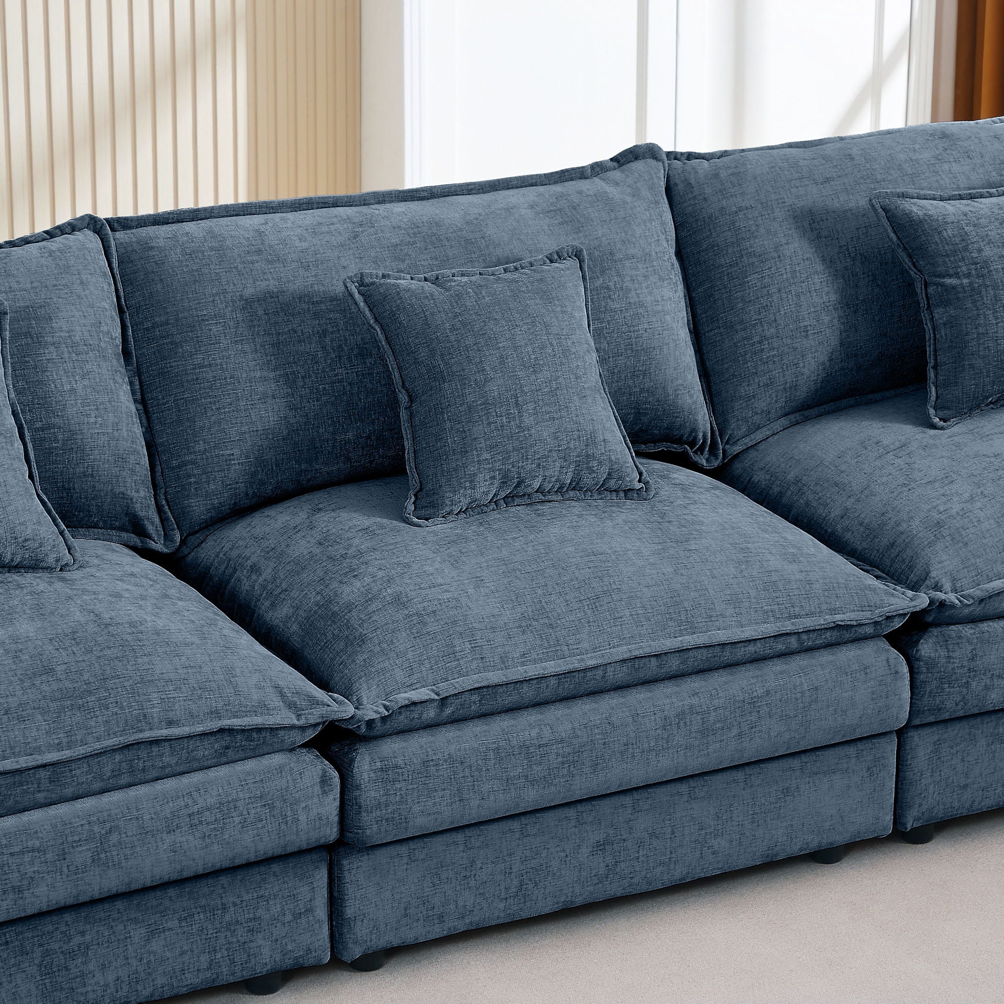 Modular L-Shaped Sectional Sofa With Movable Ottoman