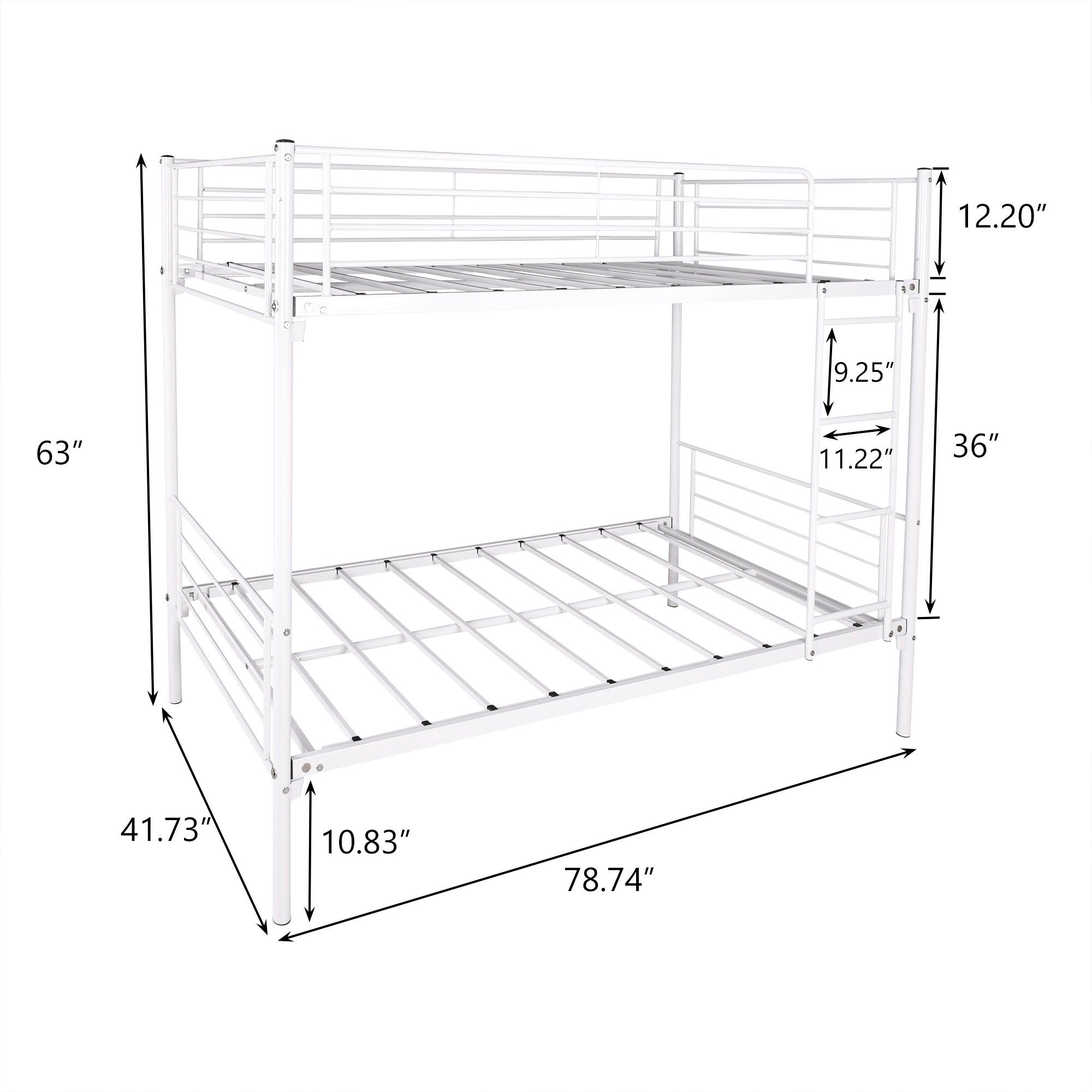 Space Saving Bunk Bed With Metal Frame And Ladder