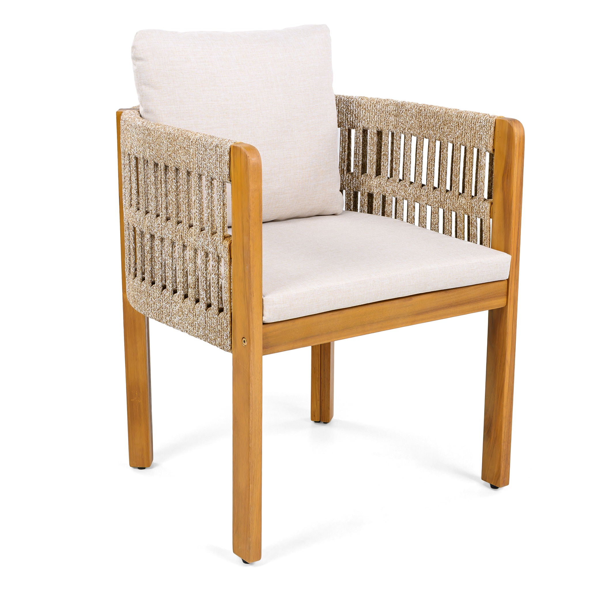 Outdoor Dining Chairs With Mix Rope Handles (Set of 2)