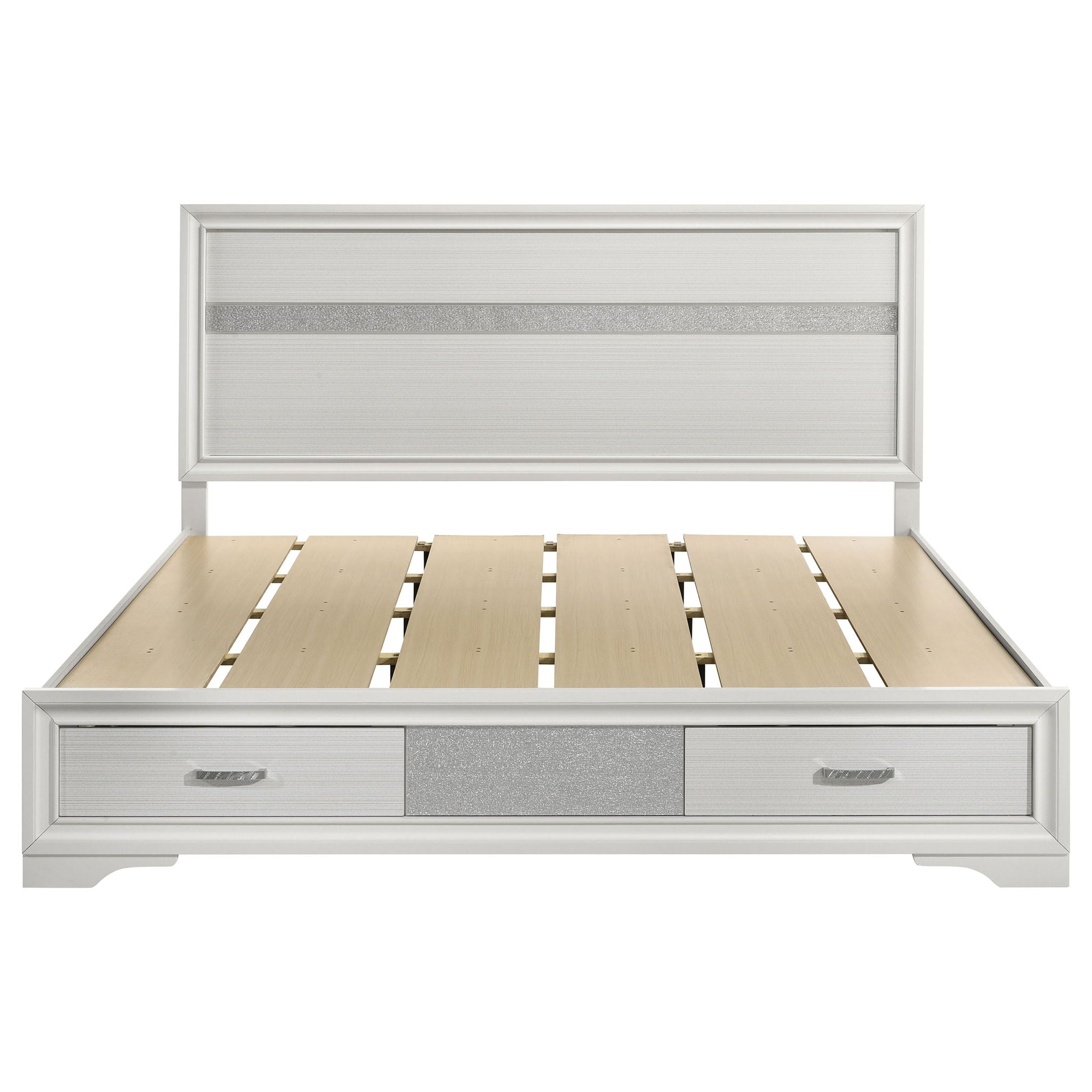 California King Storage Platform Bed With 2 Drawer - White