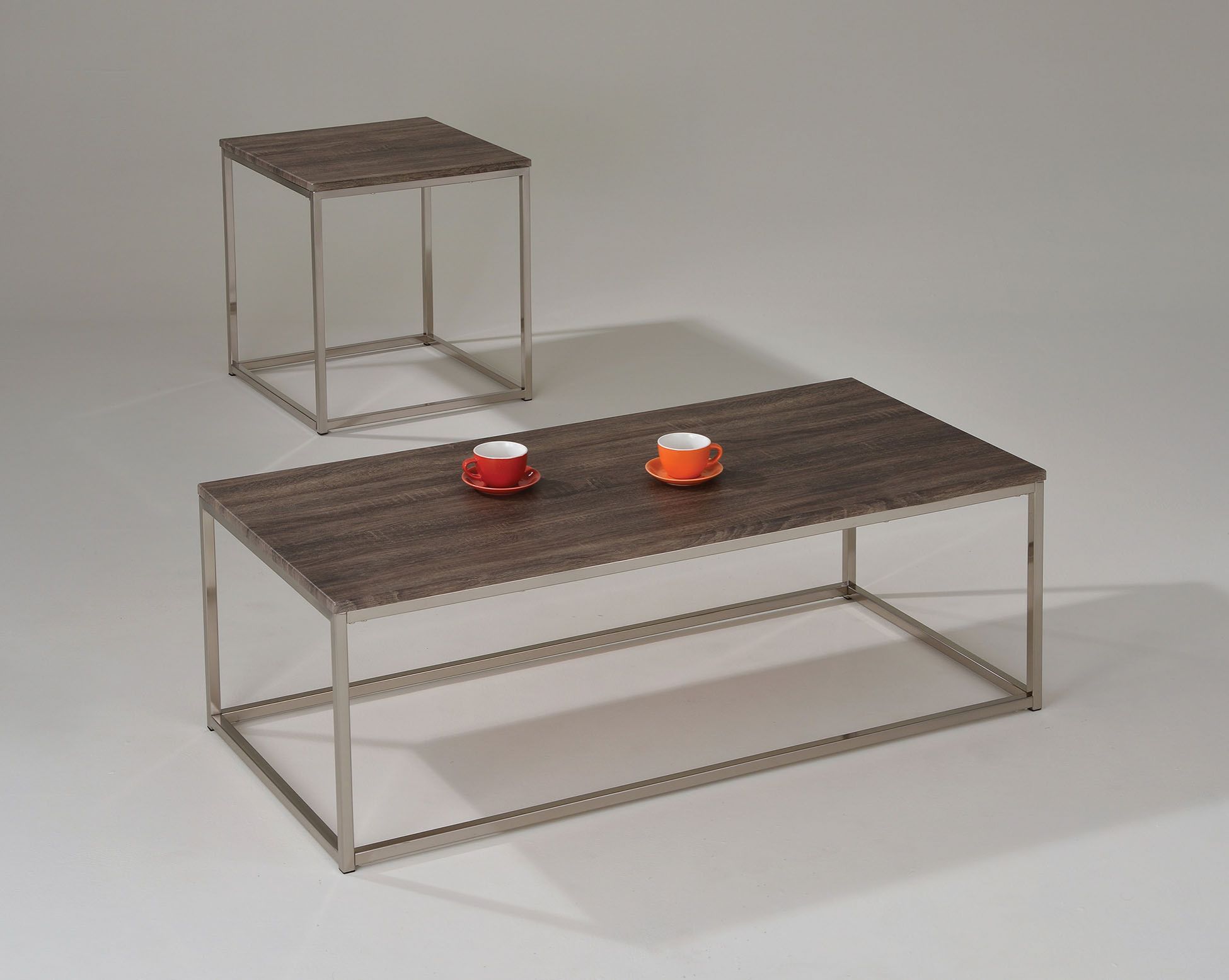 ACME Cecil - Coffee Table - Walnut & Brushed Nickel | Meri Furniture