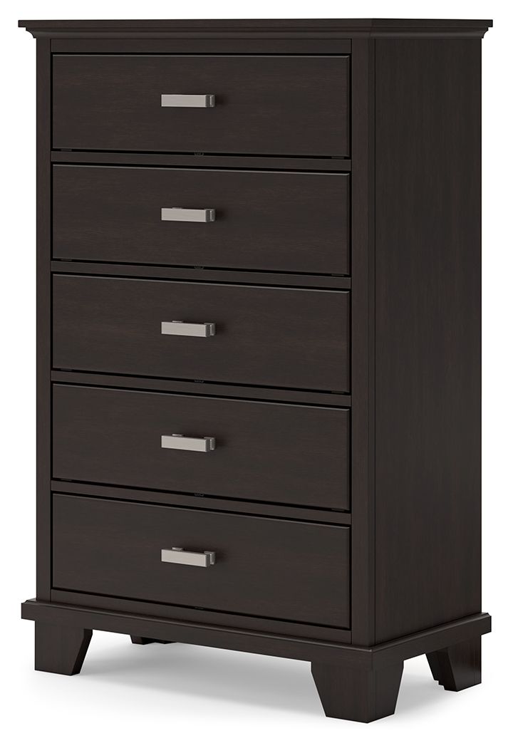 Signature Design by Ashley® Covetown - Dark Brown - Five Drawer Chest | Meri Furniture