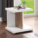 Moa - End Table - White / Natural Tone