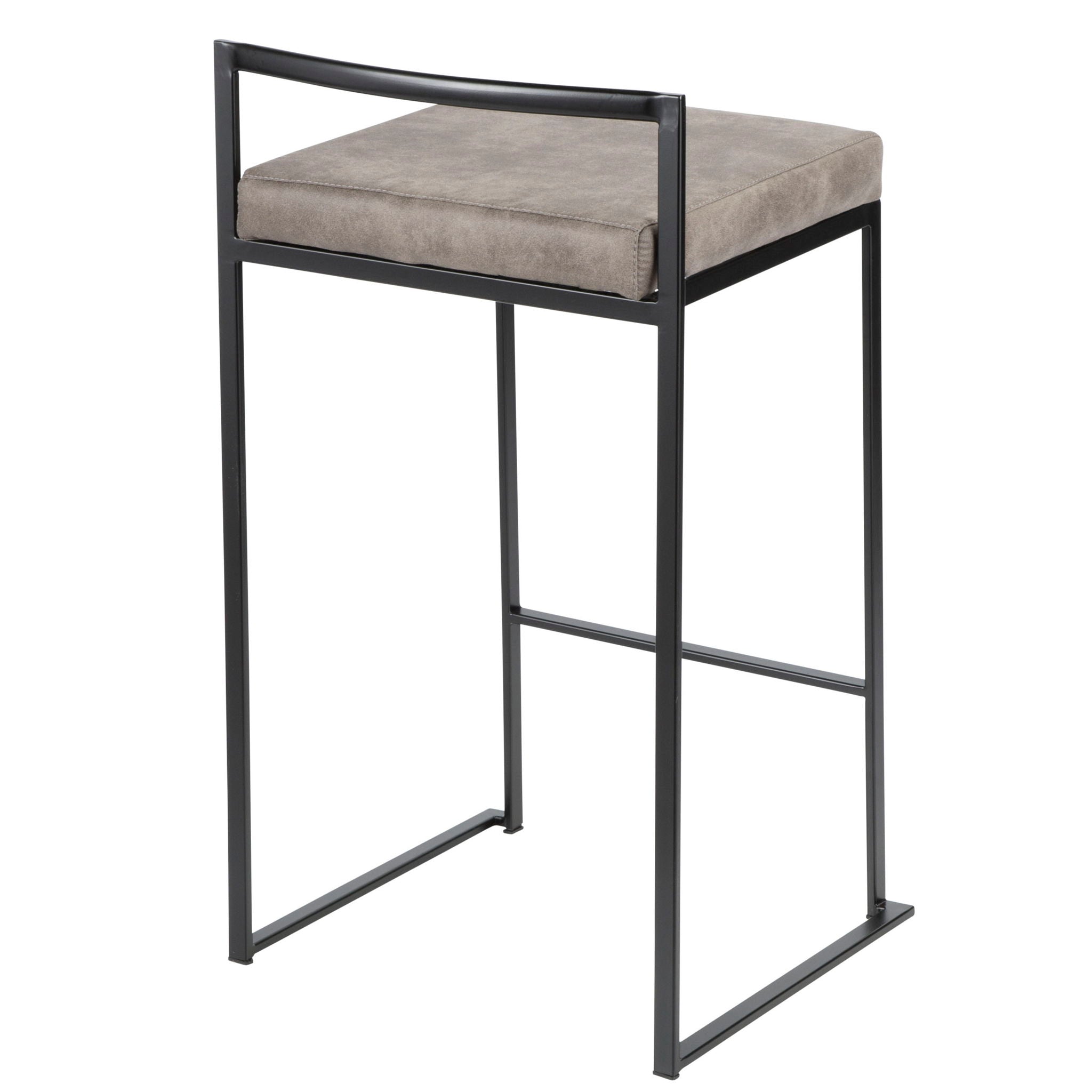 Fuji - Contemporary Stackable Counter Stool (Set of 2) - Black / Stone