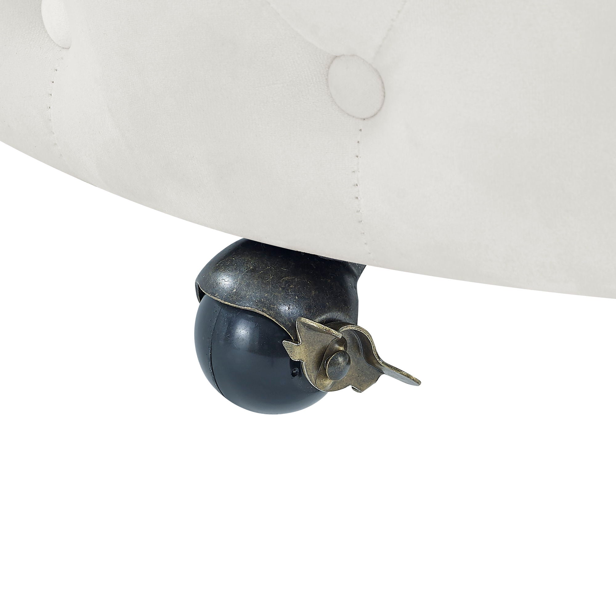 Modern Upholstered Swivel Chair With Button Tufted Design And Movable Wheels