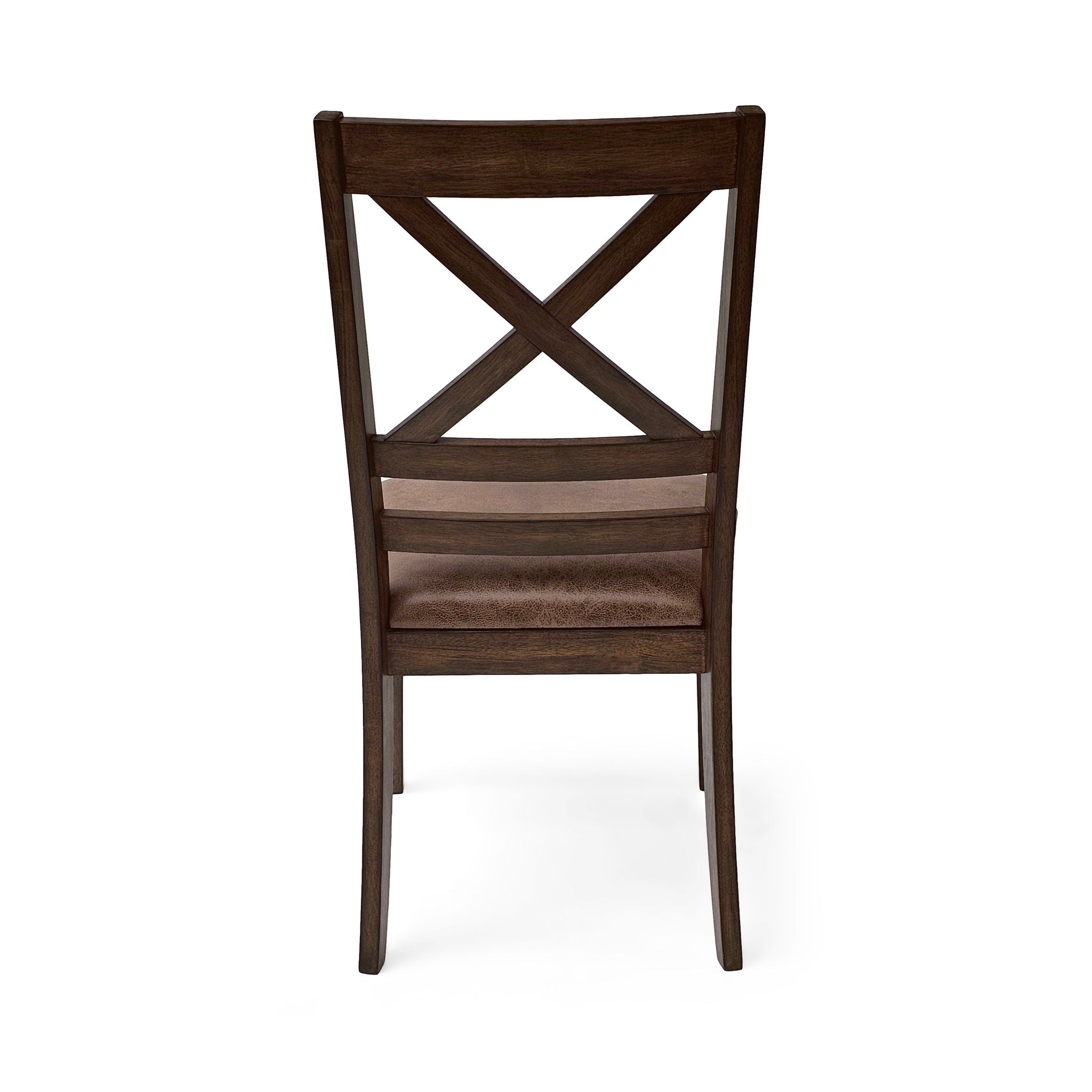 Country Style Dining Chairs (Set of 2) With Cross Back Design - Brown