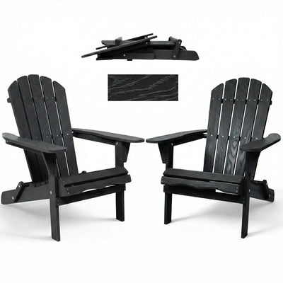 Folding Adirondack Lounge Chair With Embossed Grain Texture