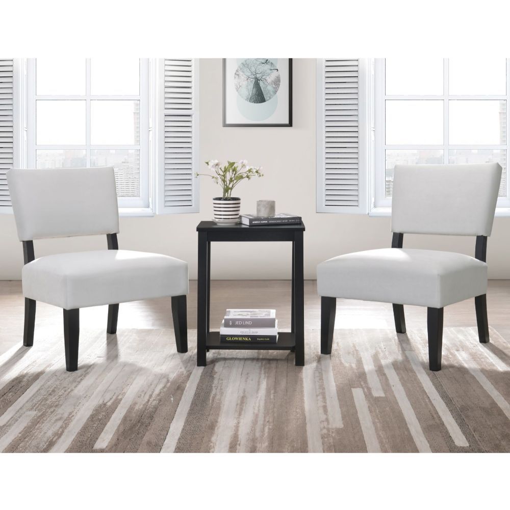 ACME Bryson - Chair & Table - Dove Gray Velvet & Black | Meri Furniture