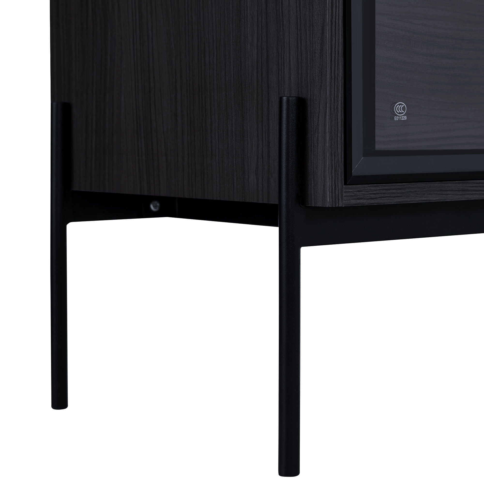 Modern Minimalist Style LED Curio Cabinet With Tempered Glass Door, Metal Legs