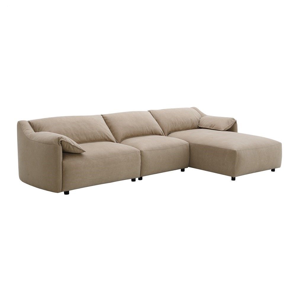 ACME Veata - Sectional Sofa - Light Brown Suede Velvet | Meri Furniture